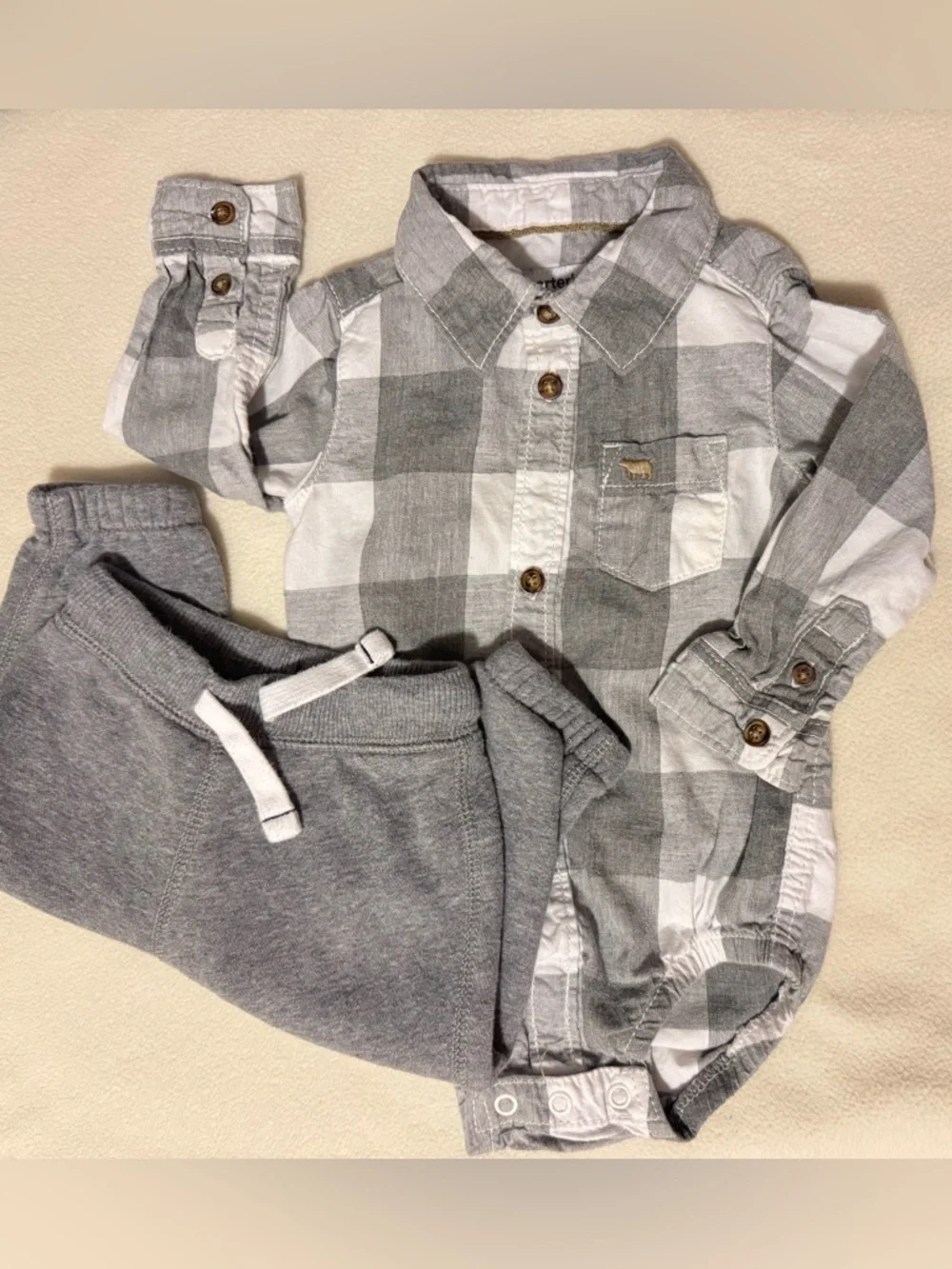 16 pcs Baby Boy Clothes Fox Raccoon Puppy Stripes Plaid 6m Grey White Blue Red